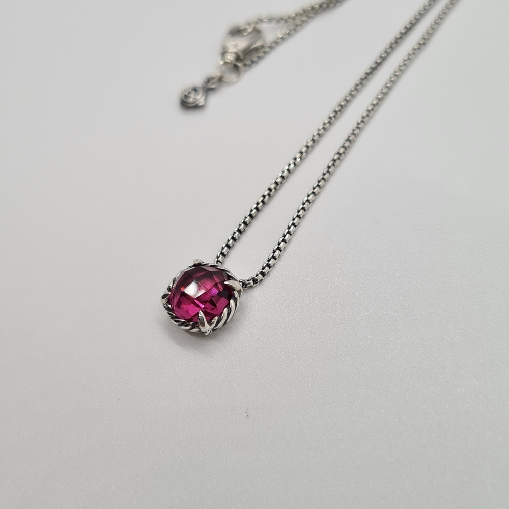 David Yurman Pink turmaline Necklace with sterling silver